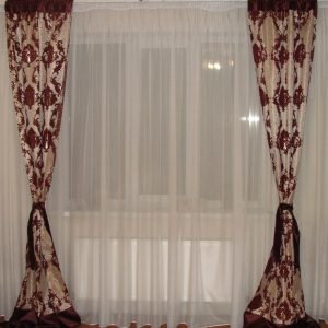 Комплект штор Lumelle Damask 2шт 100х270см Бордовий з бежевим (14ш)