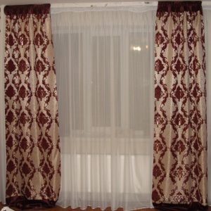 Комплект штор Lumelle Damask 2шт 100х270см Бордовий з бежевим (14ш)