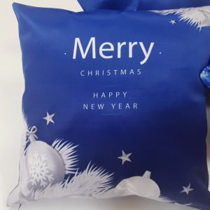 Комплект декоративних подушок Lumelle Merry Chritmas 40х40см 3шт сині з принтом (п_0681п)