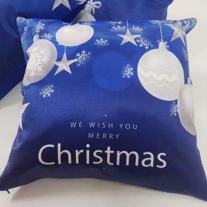 Комплект декоративних подушок Lumelle Merry Chritmas 40х40см 3шт сині з принтом (п_0681п)