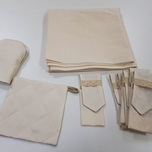 Комплект для сервірування Lumelle Вензель, скатертина 140×140 см, 9 предметів, бежевий(11_5с)