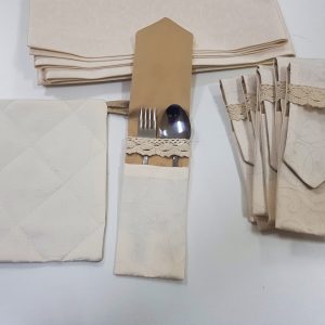 Комплект для сервірування Lumelle Вензель, скатертина 140×140 см, 9 предметів, бежевий(11_5с)