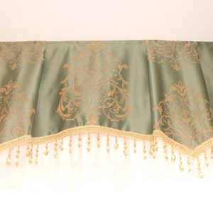 Ламбрекен Lumelle Damask з бахромою 2м зелений з золотистим (100_1_2м)