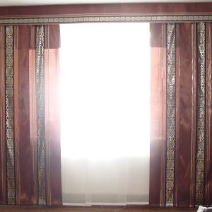 Комплект панельних штор і ламбрекен Lumelle Ornament карниз 300см коричневий із золотистим (20_3т)