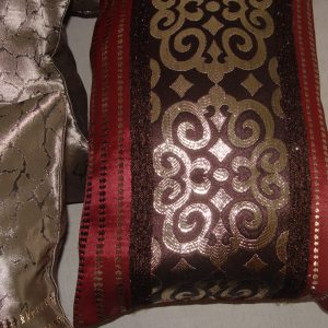 Комплект декоративних подушок Lumelle Damask 30х30см 1шт 37х27см 2 шт 35х25 2шт бежеві та бордові (п_0259)