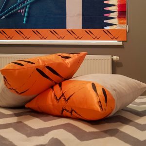 Комплект декоративних подушок Lumelle Abstract 40х40см 2шт Сірі з помаранчевим (п_0672)