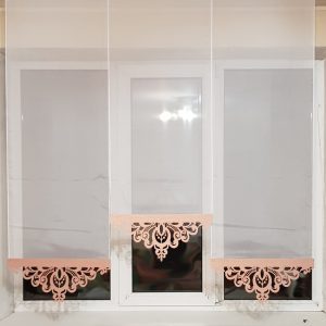 Комплект панельних фіранок Lumelle Ажур 3шт карниз 150см білий з кораловим і золотистим (42_2п)