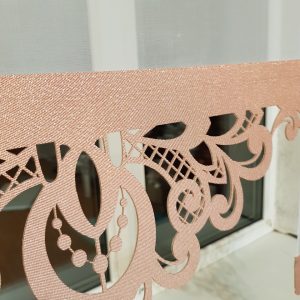 Комплект панельних фіранок Lumelle Ажур 3шт карниз 150см білий з кораловим і золотистим (42_2п)