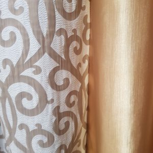 Комплект штор золото та завитки Lumelle Venzel 2шт, золотисті з бежевим (11_7ш)