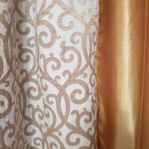 Комплект штор золото та завитки Lumelle Venzel 2шт, золотисті з бежевим (11_7ш)