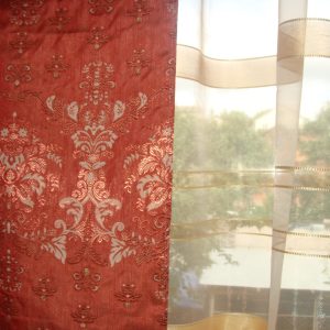 Комплект тюль та панельних шторок до підвіконня Lumelle Arda карниз 200см теракотовий (21_8п)