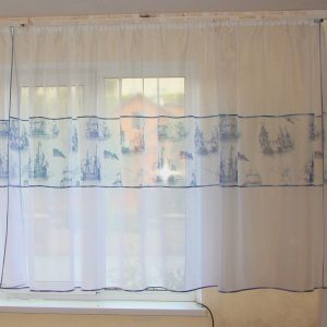 Тюль до підвіконня в дитячу кімнату Lumelle Кораблики карниз 150см білий (2_2а)