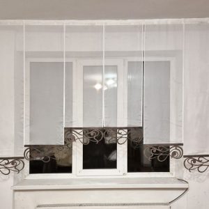Комплект панельних фіранок Lumelle Ажур 6шт карниз 240см молочний з коричневим низом (40_5п)