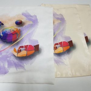 Декоративна подушка в подарунок Lumelle Art 1шт 40х40см молочний з фіолетовим (па_03)