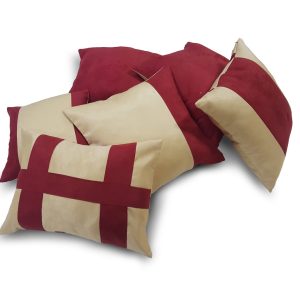 Комплект декоративних подушок Lumelle Simple 31х31см 4шт, 38х35см 1шт, 25х25см 1шт пісочний і бордовий оксамит (п_0094)