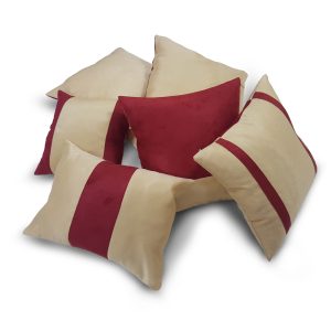 Комплект декоративних подушок Lumelle Simple 31х31см 4шт, 38х35см 1шт, 25х25см 1шт пісочний і бордовий оксамит (п_0094)