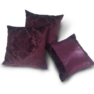 Комплект декоративних подушок вишневі Lumelle Damask 44х44см 2шт 39х39см 1шт сливові (п_0096)