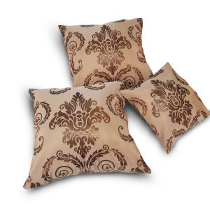 Комплект декоративних подушок Lumelle Damask бронзовий на бежевому тлі 40х40см 2шт 30х30см 1шт (п_0131)