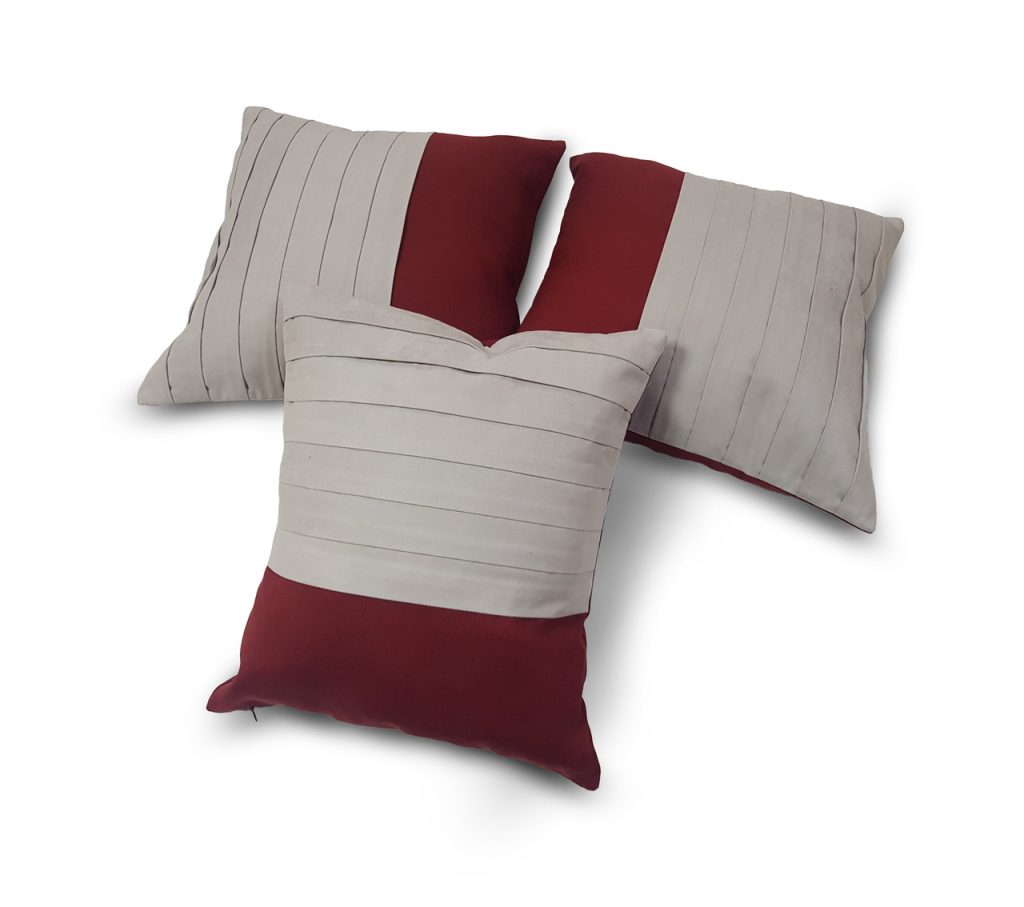Комплект декоративних подушок Lumelle Hand Made 40х40см 2шт 40х34см 1шт сірий і бордовий (п_0141)