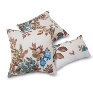 Комплект декоративних подушок Lumelle Flowers Blue 40х40см 2шт 40х22см 1шт молочні (п_0143)