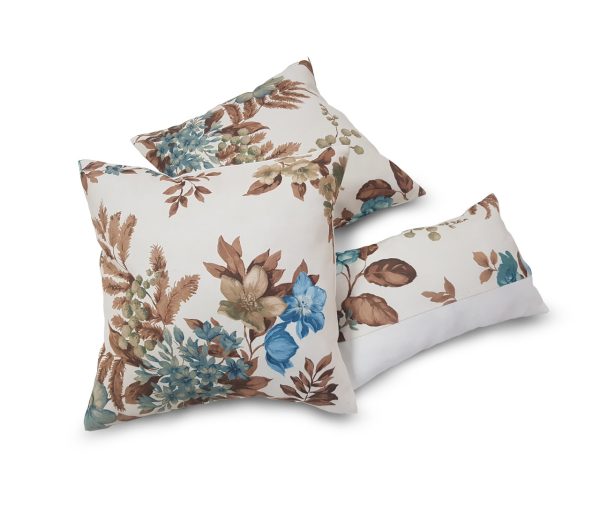 Комплект декоративних подушок Lumelle Flowers Blue 40х40см 2шт 40х22см 1шт молочні (п_0143)