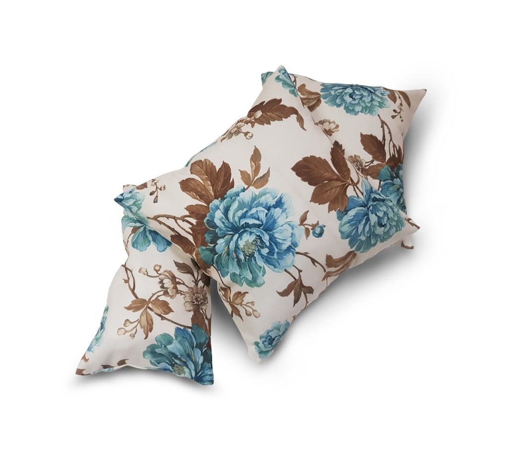 Комплект декоративних подушок  Lumelle Flowers 40х40см 2шт  40х22см 1шт молочні з блакитним (п_0146)
