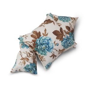 Комплект декоративних подушок  Lumelle Flowers 40х40см 2шт  40х22см 1шт молочні з блакитним (п_0146)
