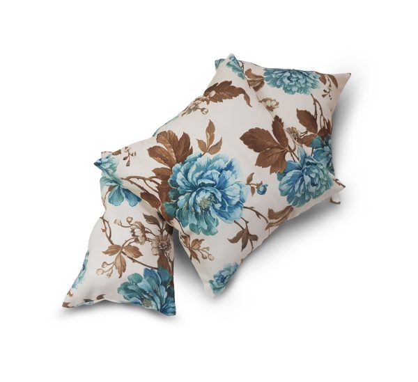 Комплект декоративних подушок  Lumelle Flowers 40х40см 2шт  40х22см 1шт молочні з блакитним (п_0146)