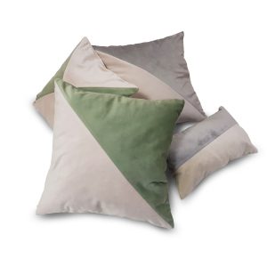 Комплект декоративних подушок Lumelle Оксамит 40х40см 2шт, 35х35см 1шт, 35х20см 1шт сірий оливковий і молочний (п_0195)