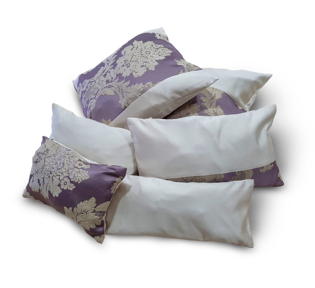 Комплект декоративних подушок Lumelle Damask 6шт фіолетові з молочним (п_0215)