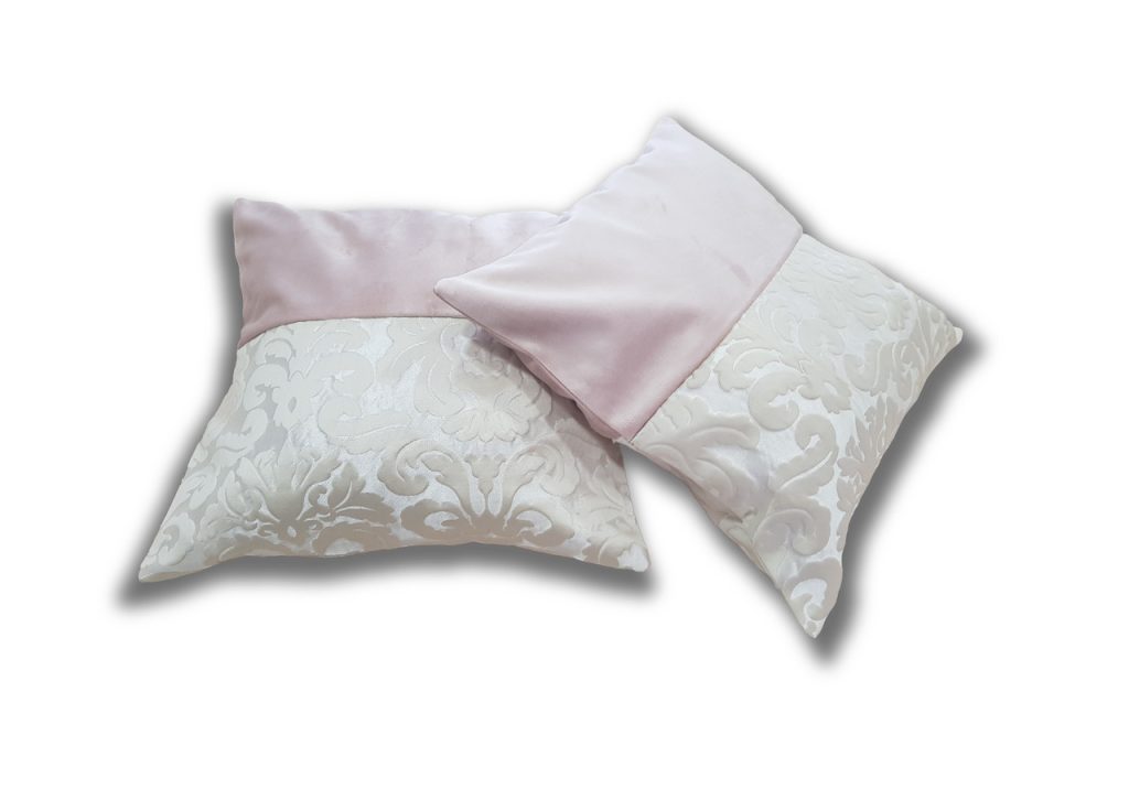 Комплект декоративних подушок Lumelle Damask 33х33см 2шт рожеві з молочним (п_0238)