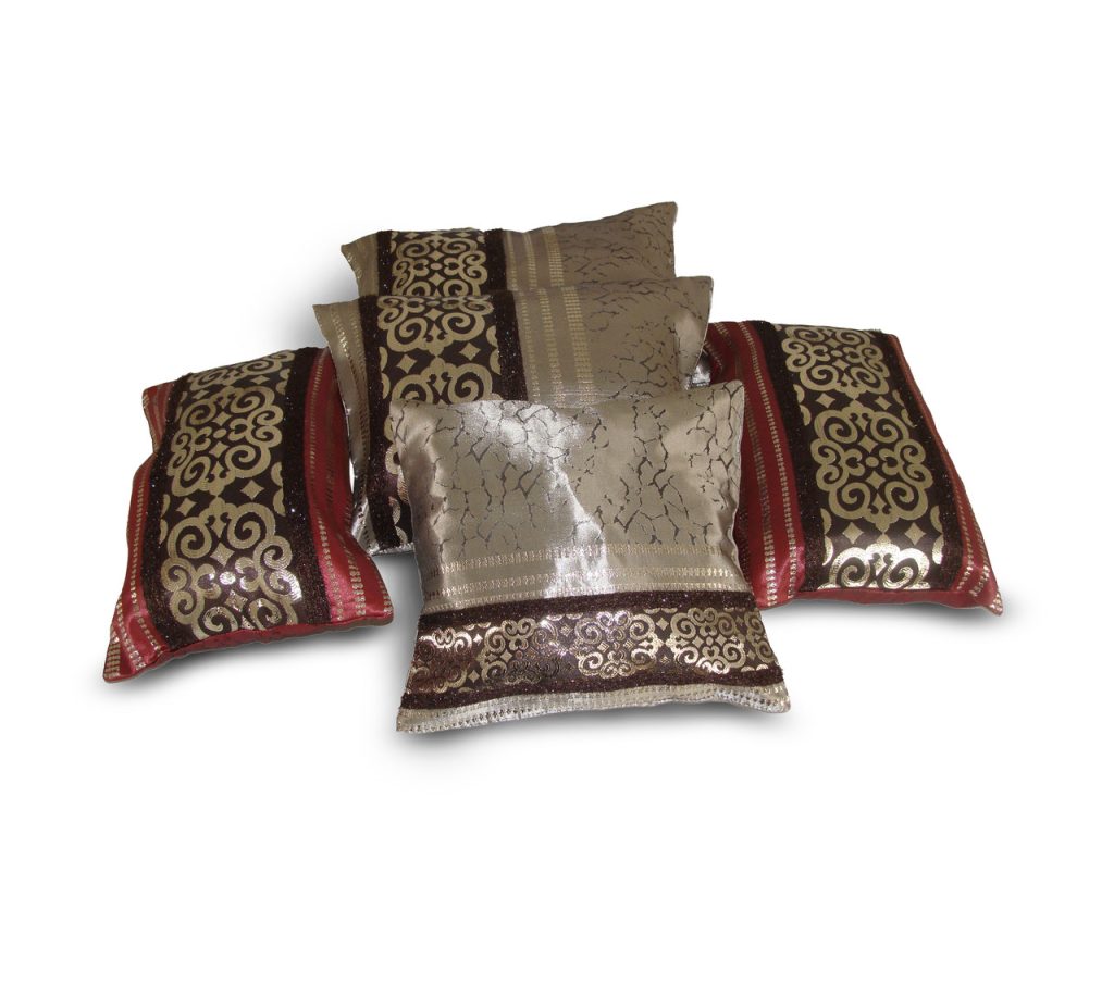 Комплект декоративних подушок Lumelle Damask 30х30см 1шт 37х27см 2 шт 35х25 2шт бежеві та бордові (п_0259)