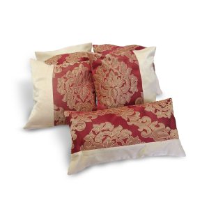 Комплект декоративних подушок Lumelle Damask 30х30см 4шт 40х21см 1шт бордові з пісочним коронки (п_0267)
