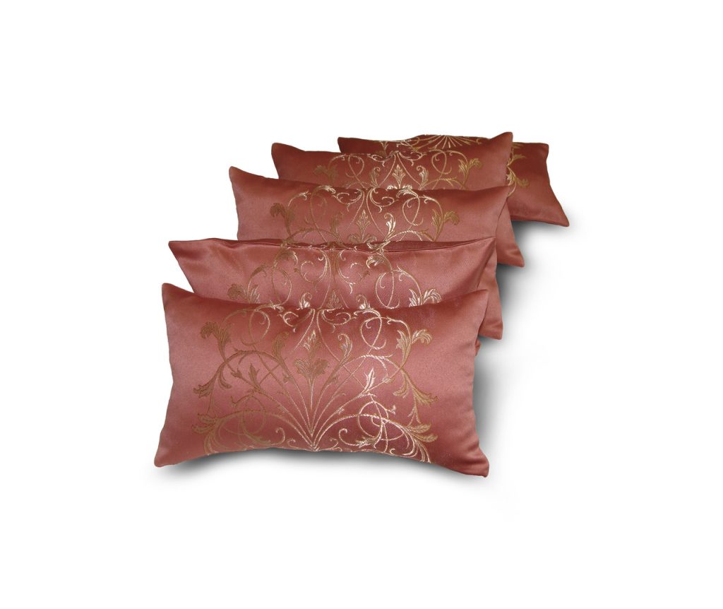 Комплект декоративних подушок Lumelle Damask 35х20см 5шт рожеві з золотом (п_0414)