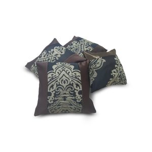 Комплект декоративних подушок Lumelle Damask 30х30 3шт 25х25 1шт Венге з бежевим візерунком (п_0415)