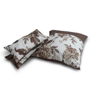 Комплект декоративних подушок Lumelle Flowers 45х45см 1шт 40х20см 2шт молочні з коричневим (п_0453)