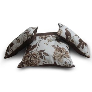 Комплект декоративних подушок Lumelle Flowers 45х45см 1шт 40х20см 2шт молочні з коричневим (п_0453)