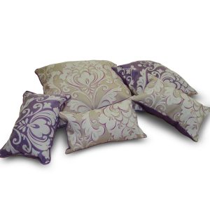 Комплект декоративних подушок Lumelle Damask 30х30см 1шт 42х42 1шт 30х18см 3шт Фіолетові та Пісочні (п_0458)