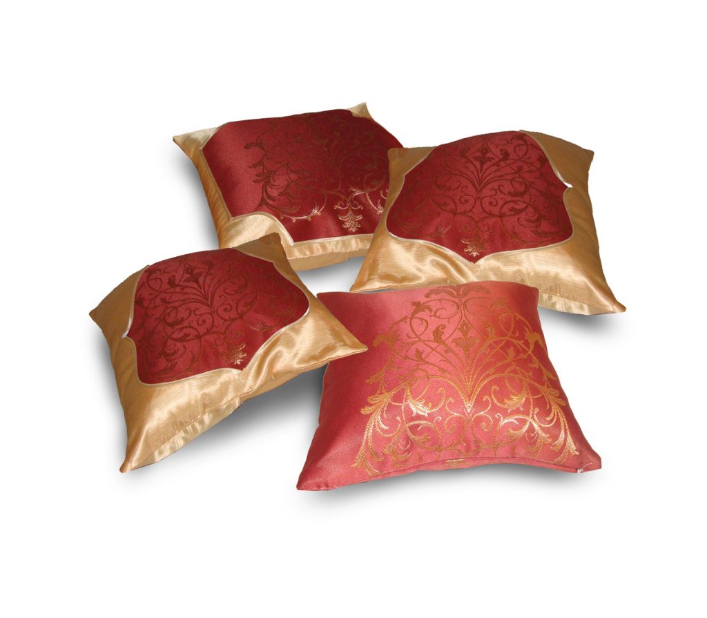 Комплект декоративних подушок Lumelle Damask 35х35 4шт теракотовий із золотим (п_0526)