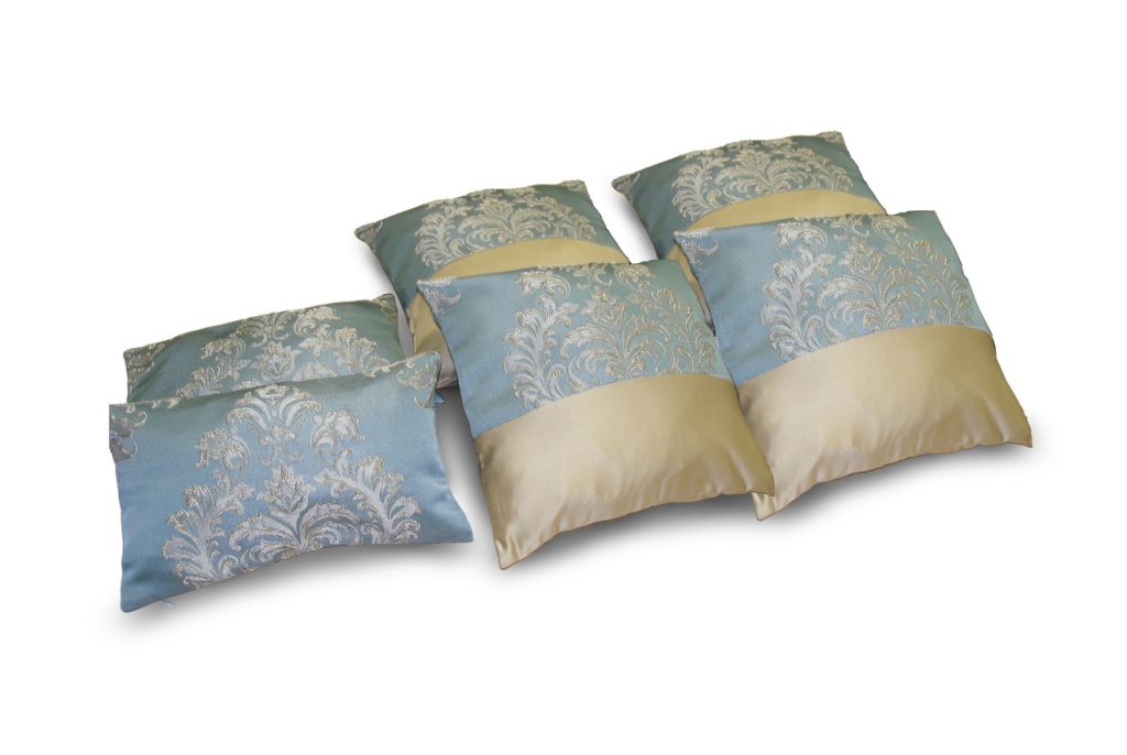 Комплект декоративних подушок Lumelle Damask 35х20см 2шт 33х33см 4шт блакитні з пісочним (п_0531)