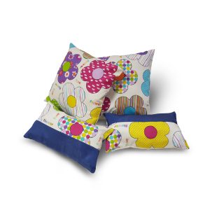 Комплект декоративних подушок Lumelle Flowers Abstract 40х40см 2шт 40х22см 2шт молочні з фіолетовим (п_0593)