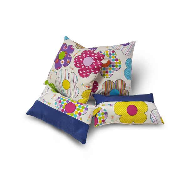 Комплект декоративних подушок Lumelle Flowers Abstract 40х40см 2шт 40х22см 2шт молочні з фіолетовим (п_0593)