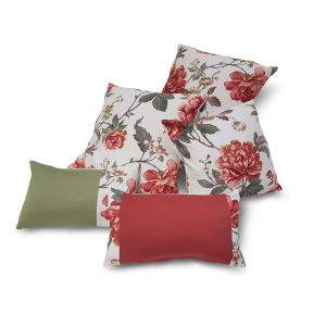 Комплект декоративних подушок Lumelle Flowers 38х38см 2шт 32х32см 1шт 35х20см 1шт 33х20см 1шт молочний (п_0599)