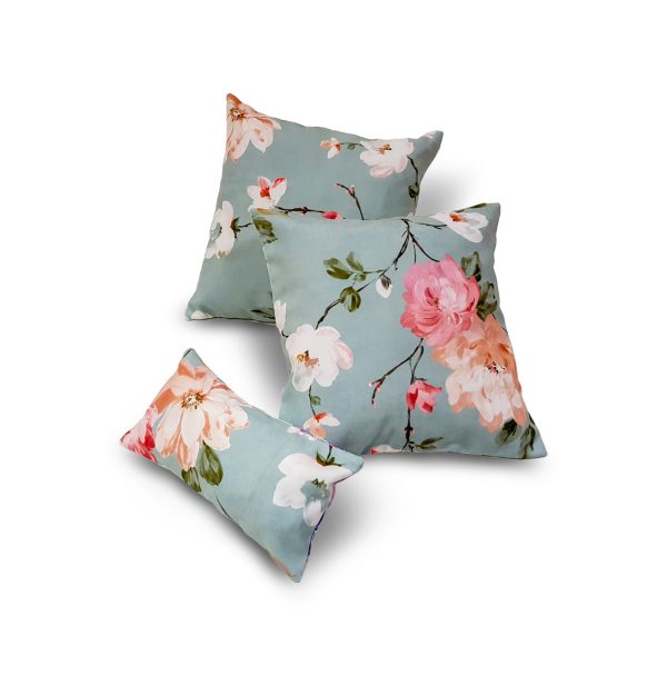 Комплект декоративних подушок Lumelle Flowers 40х40см 2шт  32х17см 1шт м’ятні та бірюзові (п_0602)