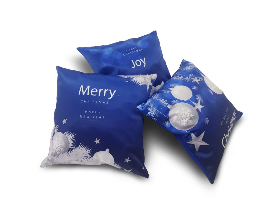 Комплект декоративних подушок Lumelle Merry Chritmas 40х40см 3шт сині з принтом (п_0681п)