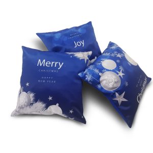Комплект декоративних подушок Lumelle Merry Chritmas 40х40см 3шт сині з принтом (п_0681п)