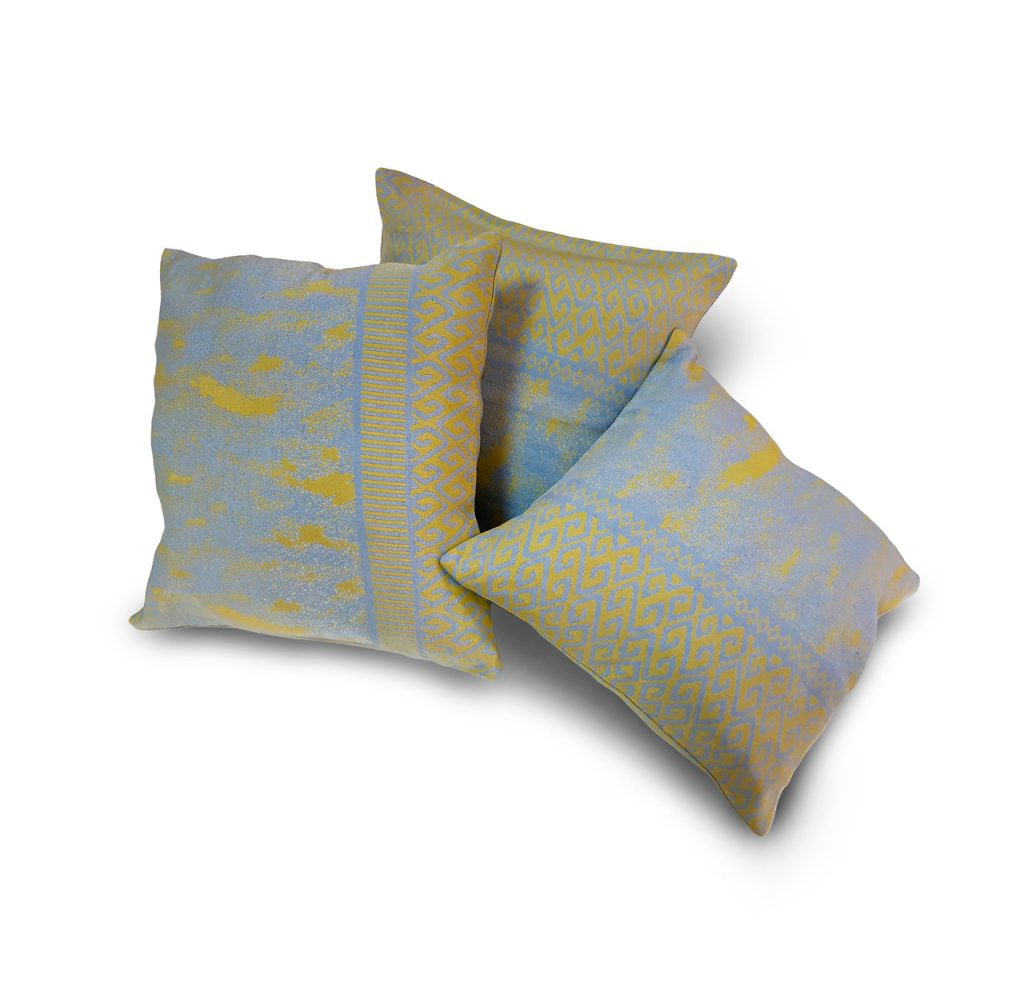 Комплект декоративних подушок Lumelle Pattern 36х36см 2шт 32х32см 1шт блакитні з жовтим (п_0654)