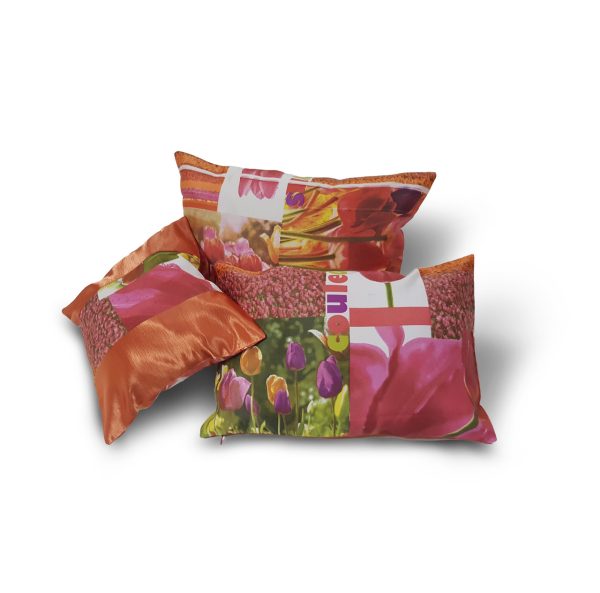 Комплект декоративних подушок Lumelle Flowers Abstract 40х40см 1шт 40х30см 1шт 30х22см 1шт помаранчеві (п_0666)