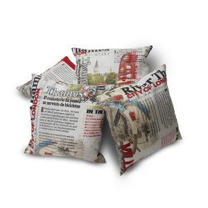 Комплект декоративних подушок Lumelle London typography 4шт молочні з червоним (п_0682)