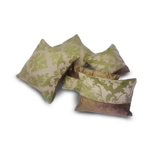 Комплект декоративних подушок Lumelle Damask 40х40см 2шт 30х33см 1шт 36х28см 1шт 38х22см 1шт зелені (п_0697)